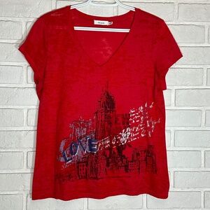 Ricki's Burnout Lightweight Graphic T-Shirt XL Red